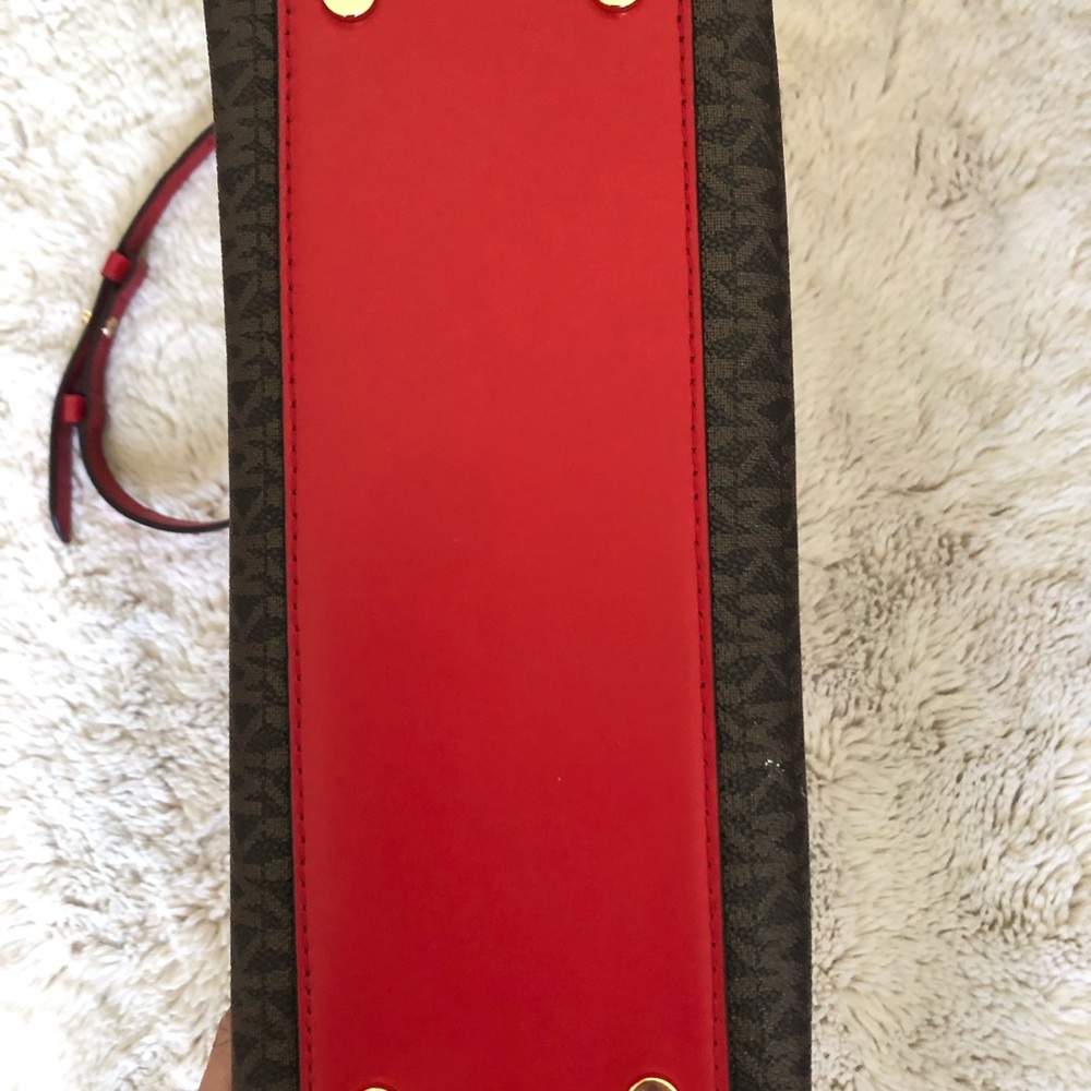 Michael Kors Red and Brown Carmen Satchel with Gold Hardware - Picture 6 of 10